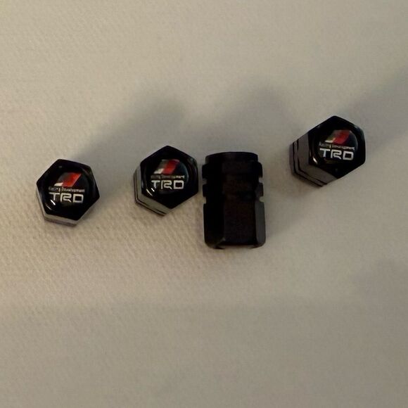 TRD Toyota Valve Stem Caps in Black Set of 4 NWT - Picture 1 of 4